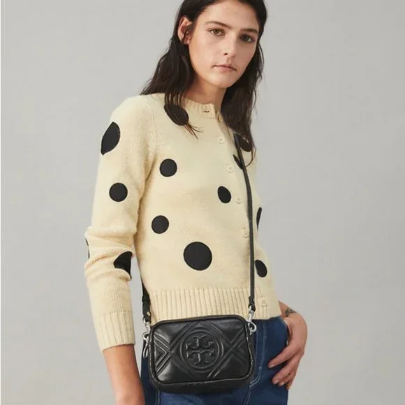 ❤️ NWT Tory Burch Perry Bombe Mini Puffy Leather Crossbody Bag BLACK Authentic - Picture 2 of 14